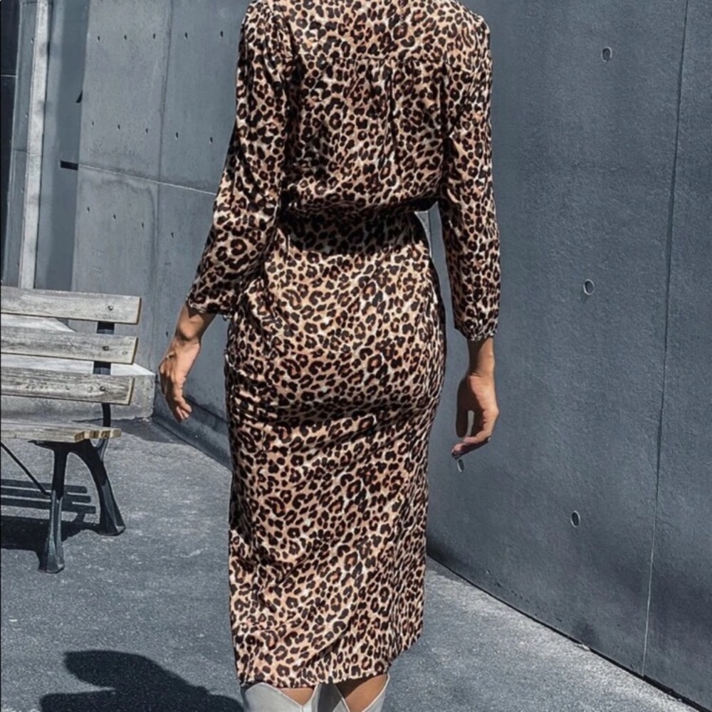 Shein Leopard Print Ruched Dress - Picture 3 of 10